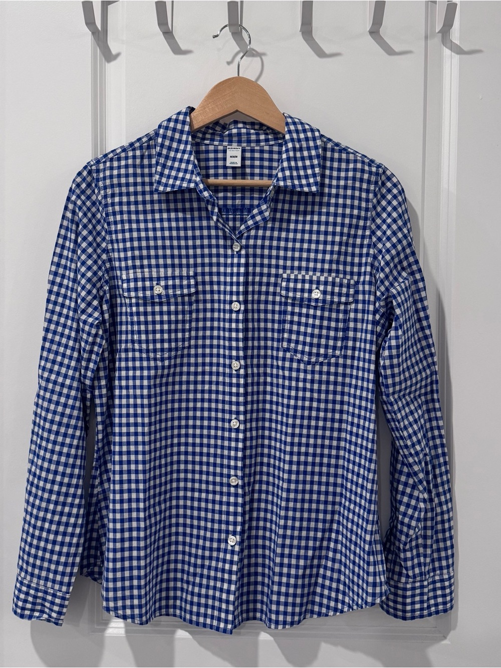 Old Navy Shirt Blue White Gingham Women’s Button-Down